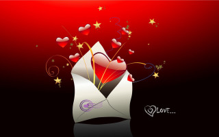White envelope hearts stars red - heart free wallpaper
