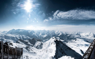 Snowy mountain range fence cloudy - camille bouvagne free wallpaper
