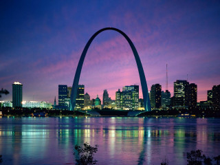 City skyline arch night purple - sky free wallpaper