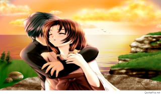 Couple hugging sunset water bird 2 - a couple free wallpaper