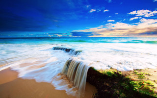 Wave beach cliff blue sky - derold page free wallpaper