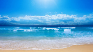 Beach waves blue sky clouds 2 - ocean free wallpaper