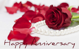 Rose pearl necklace anniversary message - romantic free wallpaper