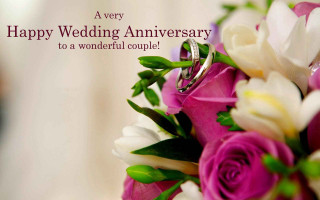 Wedding anniversary card bouquet flowers 2 - happy free wallpaper