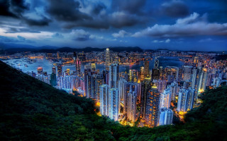 City skyline night cloudy mountain - andrew law free wallpaper