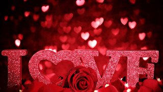 Red rose glitter love sign - heart free wallpaper