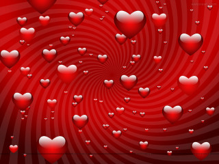 Hearts floating red background spiral - evaline ness free wallpaper