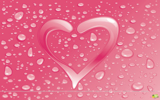 Heart pink water droplets green - a picture free wallpaper for desktop