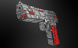 Gun words red black background - a white border free wallpaper