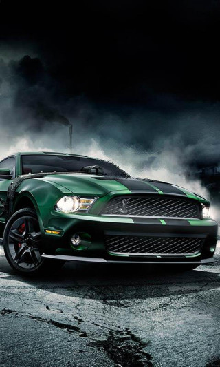 Green mustang - a digital rendering free wallpaper