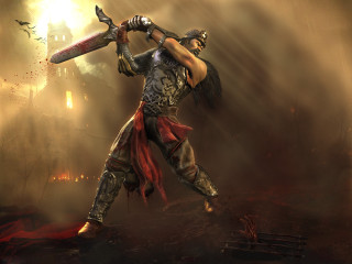 Man costume sword dark room 4 - a man in a costume holding free wallpaper