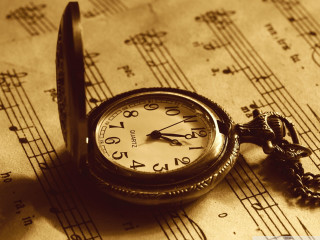 Pocket watch sheet music background - cinematic composition free wallpaper
