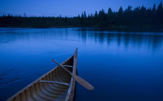 Canoe dusk water paddle forest - a canoe free wallpaper