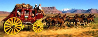 Horse drawn carriage desert landscape - western free wallpaper