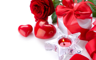 Red rose star candle red - romantic free wallpaper