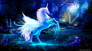 Unicorn pond waterfall forest trees - a pond of water free wallpaper