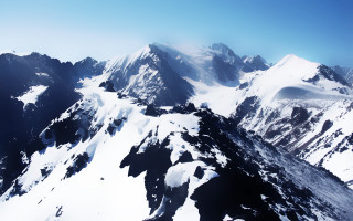Snowy mountain range clouds blue - murata range free wallpaper
