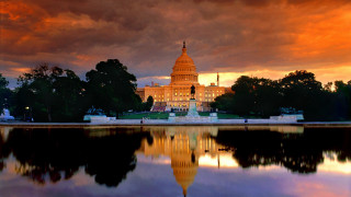 Large building tower dome sunset 2 - a reflection free wallpaper