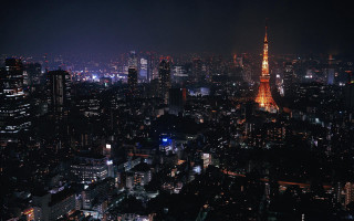 City night tower lights buildings 5 - the building and the sky free wallpaper