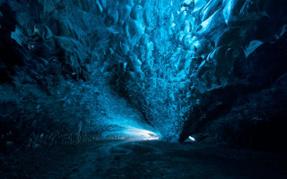 Man walking cave light blue - evaline ness free wallpaper