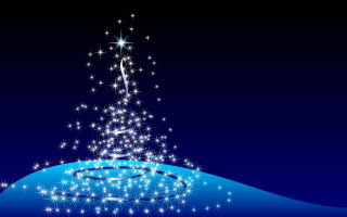 Christmas tree stars blue background - a hologram free wallpaper for desktop