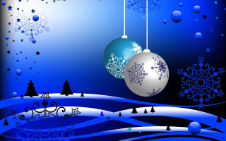 Blue christmas ornaments snowflakes night - string free wallpaper
