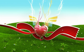 Heart shaped object grass ribbon - chiho aoshima free wallpaper