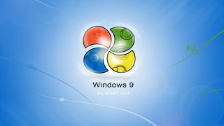 Blue background windows9 green plant - surreal free wallpaper