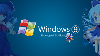 Blue background windows9 girl dress - the side of the wall free wallpaper