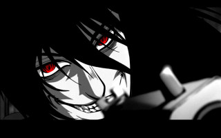 Woman red eyes gun hand - a red eye free wallpaper