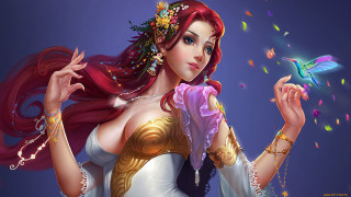 Beautiful woman white dress holding - flying free wallpaper