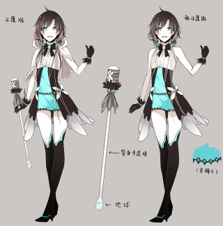 Girl bat hat cane drawing - character design free wallpaper