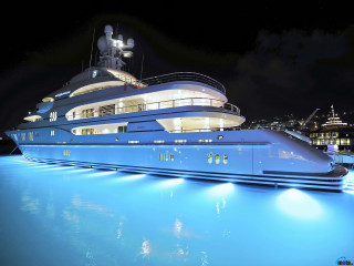 Large white boat docked night - the water free wallpaper