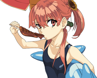 Girl pink hair large food - aya goda free wallpaper