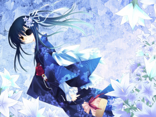 Blue dress flower background anime - white flower free wallpaper