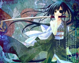 Woman sword anime kimono blood - a sword free wallpaper