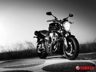 Black white motorcycle parked road - the side of the road free wallpaper