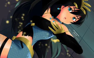 Fantasy anime woman blackhair blueeyes - an anime drawing free wallpaper