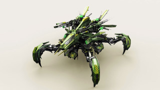 Green black robot object white - a white background free wallpaper