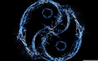 Blue water symbol splash black - a white border free wallpaper