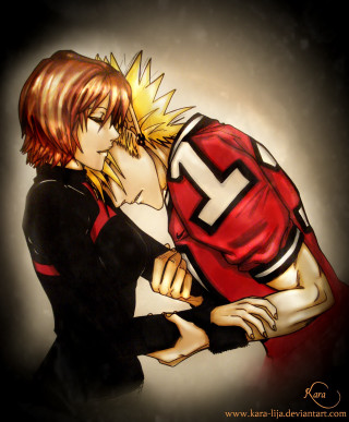 Anime couple blonde spiked hair - romanticism free wallpaper