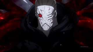 Hooded man bloody face knife - a bloody face and a knife free wallpaper