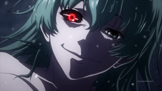 Woman green hair red eyes - green hair free wallpaper