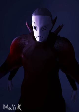 Man black outfit white mask - unreal engine 5 quality free wallpaper