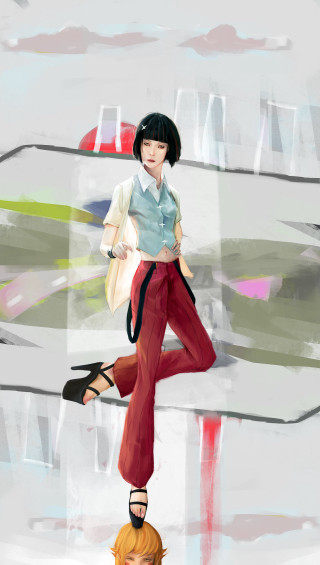 Woman skateboard street corner background - a street corner free wallpaper