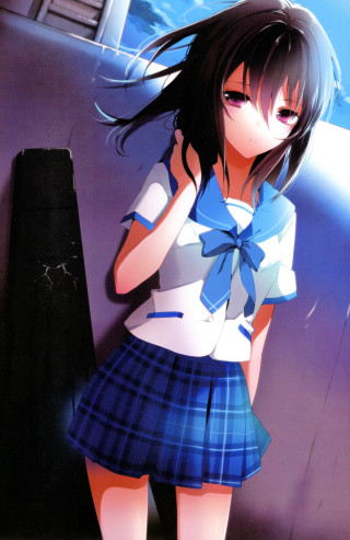 Girl blue white uniform wall - a wall free wallpaper