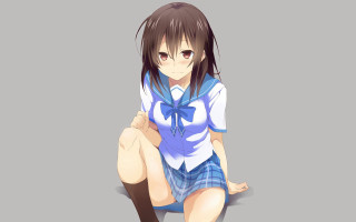 Girl sitting crossed bow tie - her leg free wallpaper