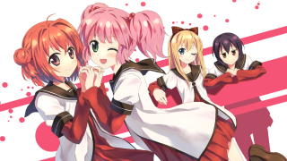 Anime girls pink white background - background free wallpaper