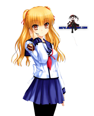 Anime girl blonde blue dress 3 - a blue dress free wallpaper