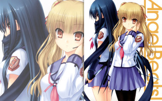 Anime girls group white background 3 - serial art free wallpaper